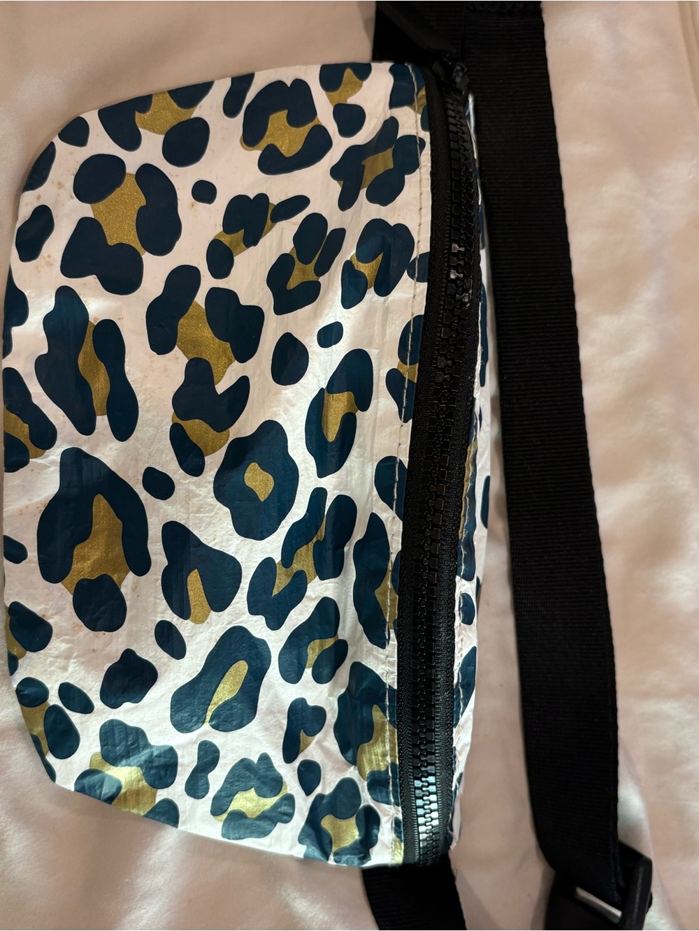 ALOHA Collection White Crossbody with Navy & Gold Leopard Spots